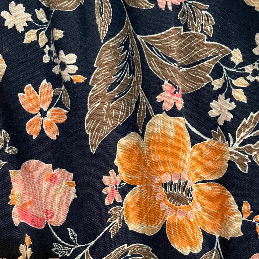 Old Navy Black Dress with Orange and Pink Floral Pattern SZ 10-12 L - Picture 3 of 4
